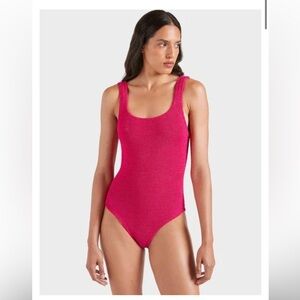 Hunza G Hot Pink One-Piece Ribbed Swimsuit